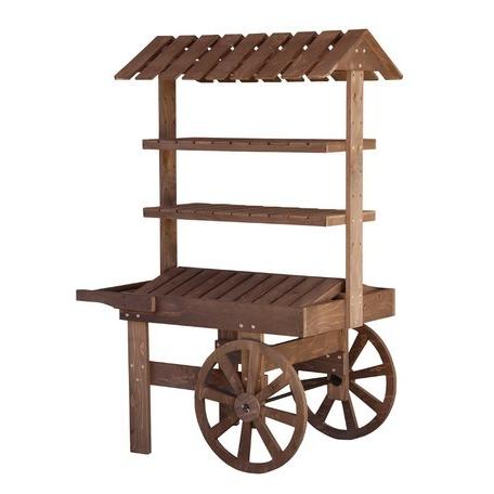 ヒノキ合板・多目的ワゴン(ブラウン)店舗 什器 ・・・販促・業務用