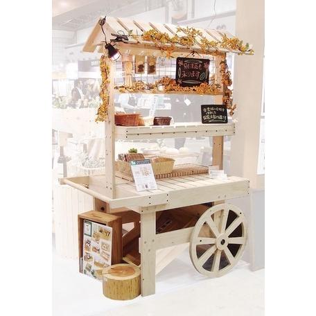 ヒノキ合板・多目的ワゴン(ブラウン)店舗 什器 ・・・販促・業務用