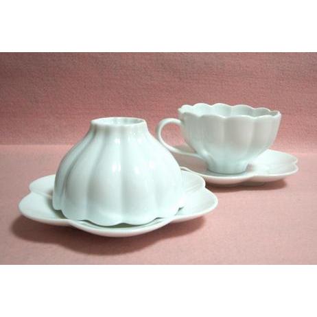 クリノリンドレス・ティーカップ＆プレート白磁2客セット】 (花の