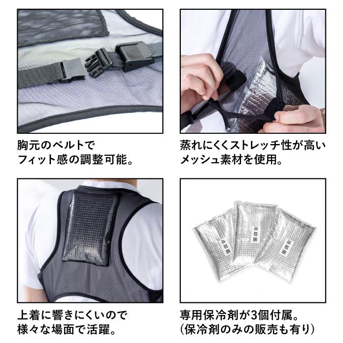 トリプルアイスベスト 保冷剤3個付 アイスパック メッシュ 冷却ベスト