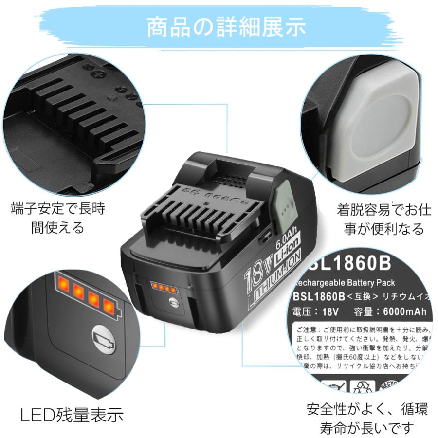 ハイコーキ 日立 互換 バッテリー BSL1860B 18V 6000mAh HiKOKI 日立工