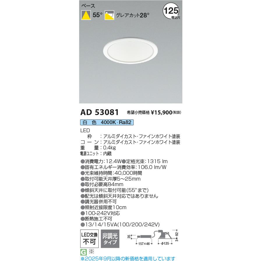 コイズミ照明 [法人限定] AD53081 コイズミ KOIZUMI ダウンライト LED