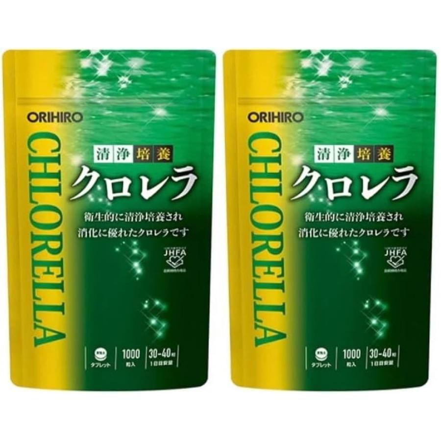 2袋セット】オリヒロ 清浄培養 クロレラ 詰め替え用 アルミ袋 1000粒