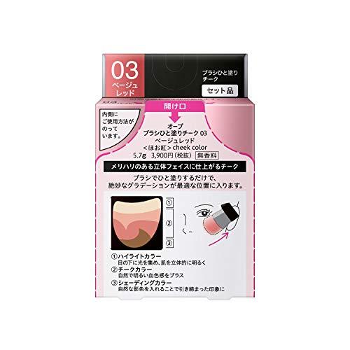 AUBE ブラシひと塗りチーク 03 ベージュレッド 3点セット　オーブ オーブ ブラシひと塗りチーク 03 ベージュレッド 本体 広島倉庫 : Tech