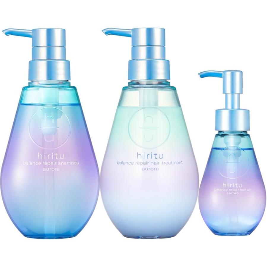 【まとめ買い】hiritu ヒリツ　バランスリペア　オーロラ　シャンプー（ボトル×1)トリートメント（ボトル×1)＋ヘアオイル（ボトル×1）　カシス＆パチュリの香 | 