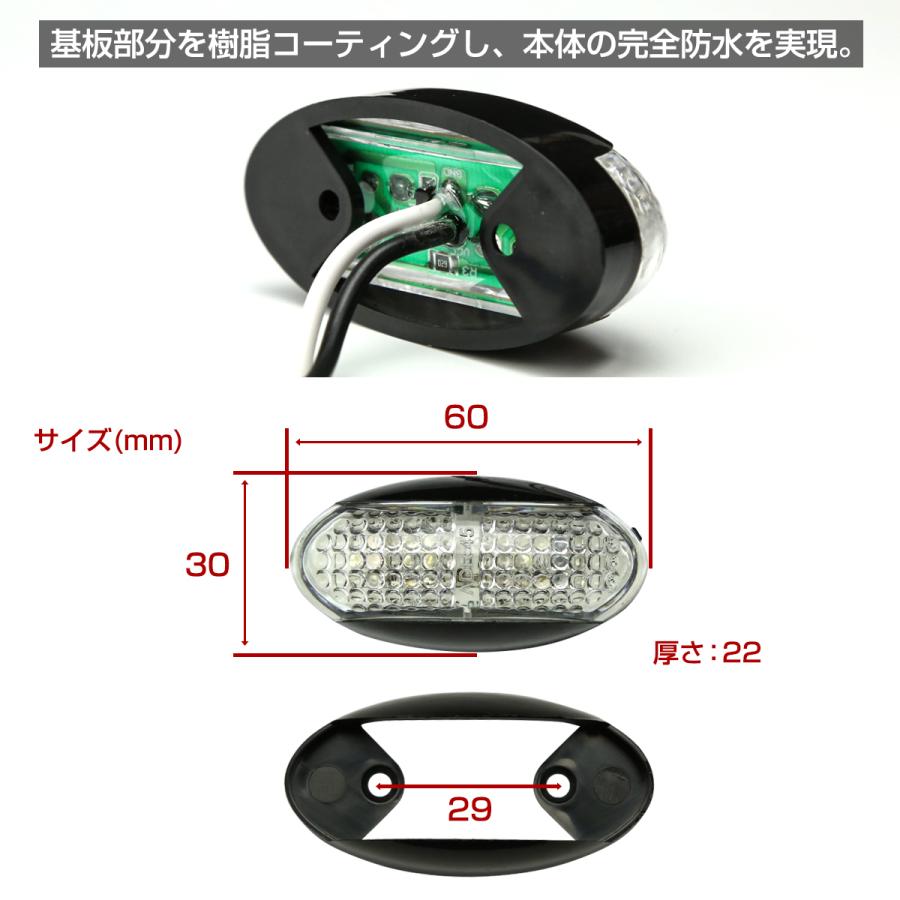 12V/24V 汎用LED 小型 マーカーランプ 防水 拡散型 車高灯 ホワイト