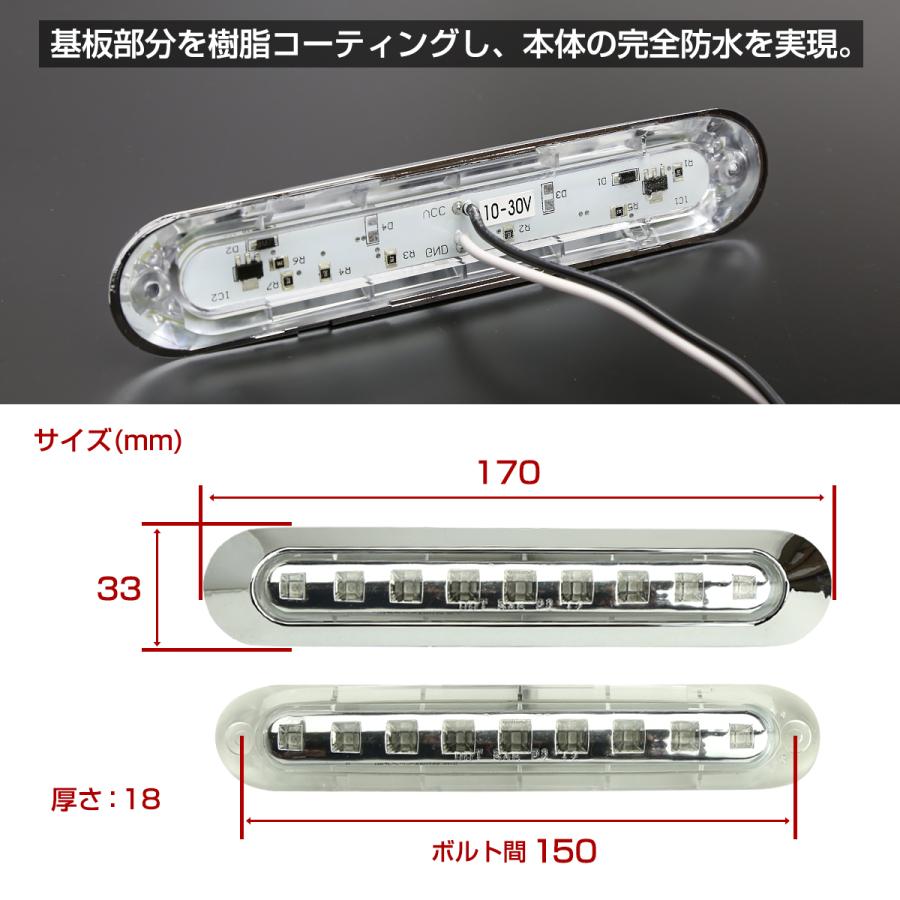 12V/24V 汎用LEDクロムメッキ ワイド マーカー 防水 車高灯 ホワイト