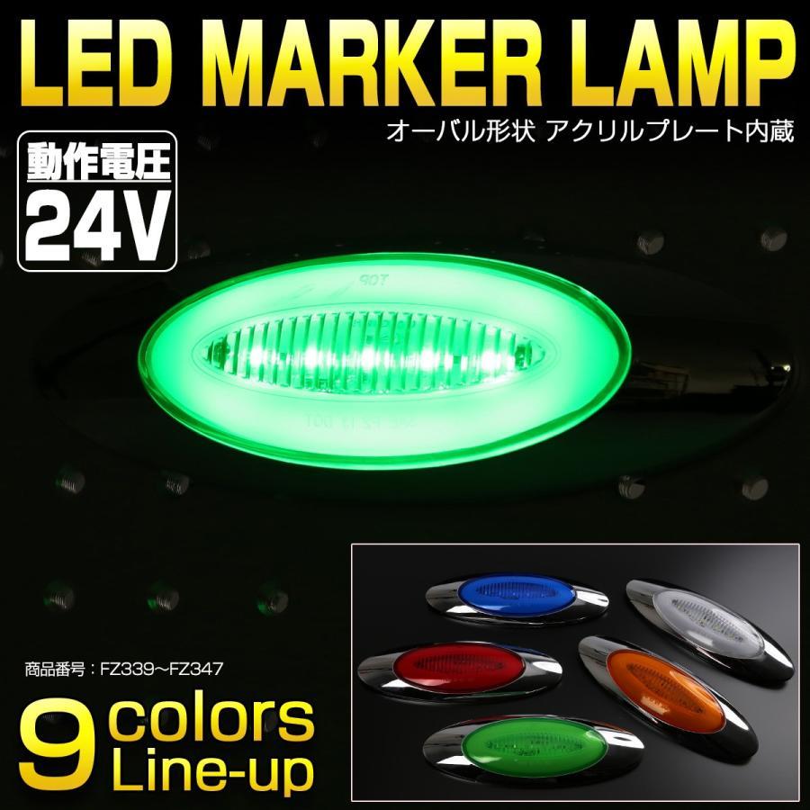 最新デザインの LED マーカーランプ 24V 98％以上節約 アクリルプレート内蔵 カラーレンズ オーバル型 5色 クリアレンズ