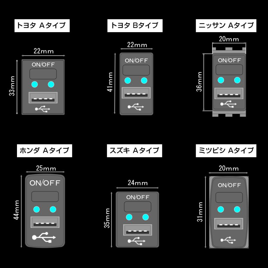 【在庫処分特価品】 純正風 トヨタAタイプ スイッチ / USB給電 ポート 200系 ハイエース 4型以降 / 150系 プラド / S700 アトレー IZ295 | トヨタ | 03