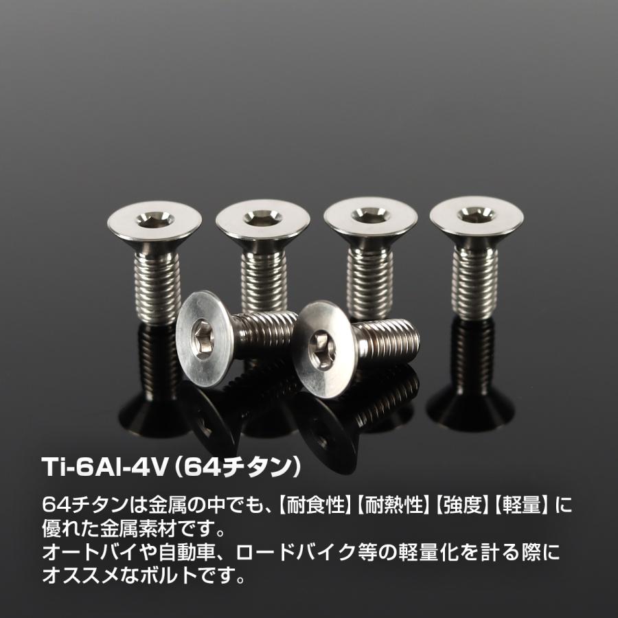 チタンボルト ステアリングボルト M5 P0.8 六角穴 ハンドル 皿ボルド シルバー 6本セット JA1894 | ブランド登録なし | 01
