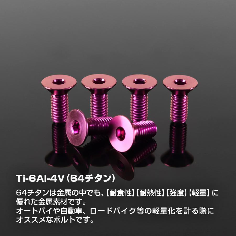 チタンボルト ステアリングボルト M5 P0.8 六角穴 ハンドル 皿ボルド パープル 6本セット JA1898 | ブランド登録なし | 01