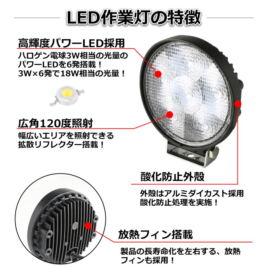 【2個セット】 LED ワークライト 18W 12V 24V 作業灯 丸型 広角 照射120度 防水 車 トラック フォグランプ バックランプ 補助灯 カスタム パーツ PZ328-2SET |  | 01