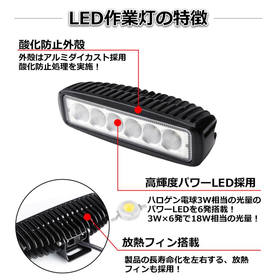 2個セット】 LED ワークライト 作業灯 ライト 18W 12V 24V 兼用