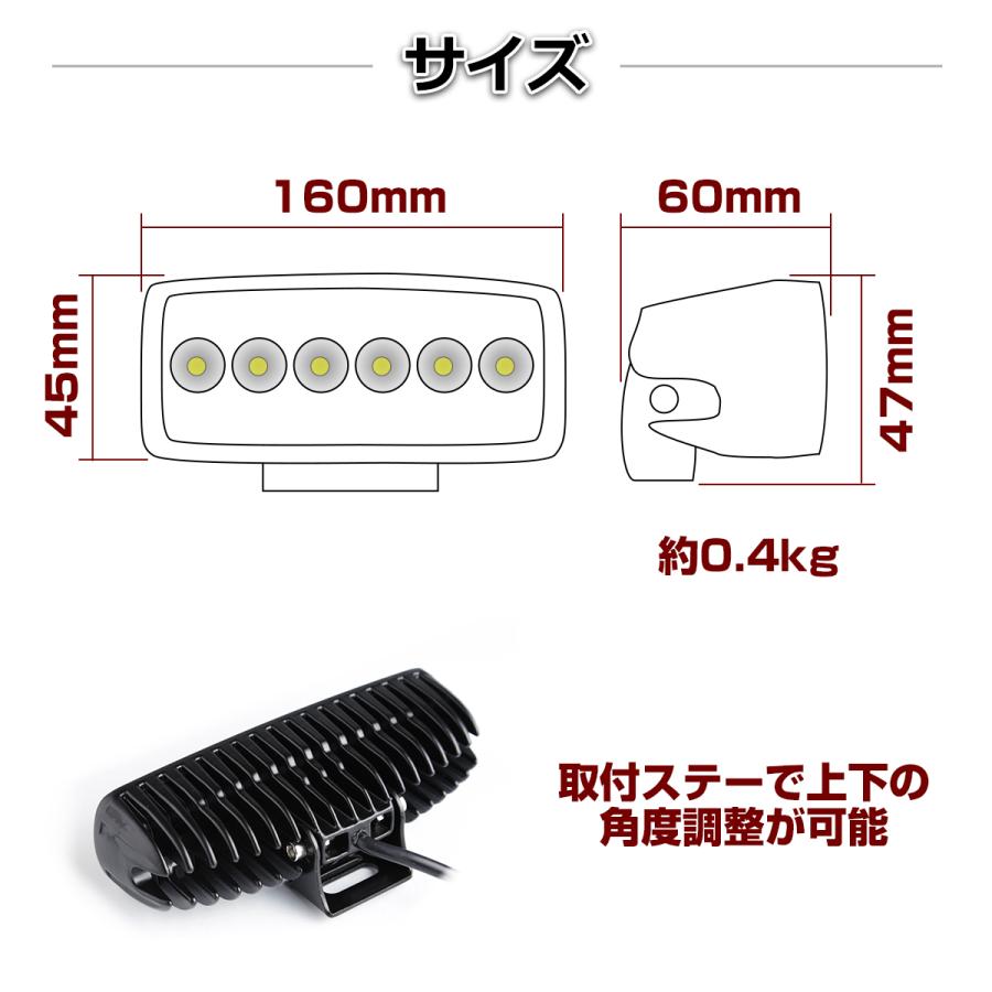 LED ワークライト 作業灯 12V 24V 18W 1350lm 照射60度 防水 IP67 車 バイク バックランプ フォグランプ 補助灯 投光器 路肩灯 PZ338 | ブランド登録なし | 03