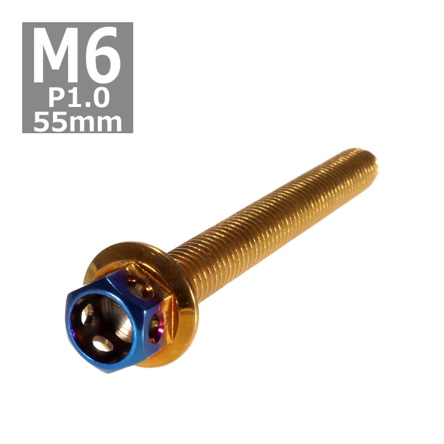 六角ボルト M6×55mm P1.0 ヘキサゴン ステンレス ゴールド＆焼きチタンカラー 1個 TB0793