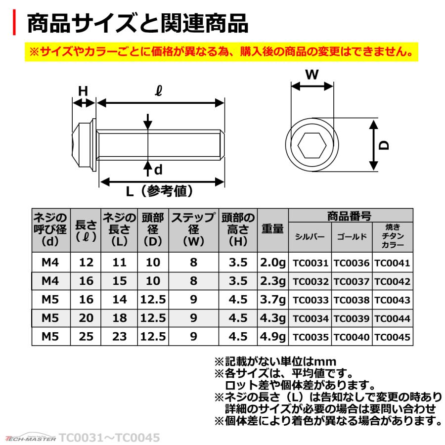 M5×16mm ステップヘッド タッピングネジ トラス頭ネジ 六角穴付きネジ 焼きチタンカラー 1個 TC0043 素敵でユニークな