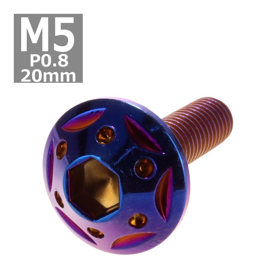 ボタンボルト M5×20mm P0.8 スターホールヘッド ステンレス 焼きチタンカラー 1個 TR0244