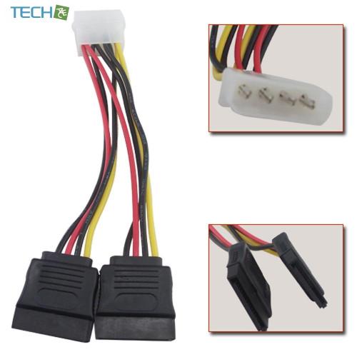 4ピン IDE/Molex → 2 X 15 ピン SATA 電源変換 アダプターケーブル [IDMO4T2x2] |  | 01