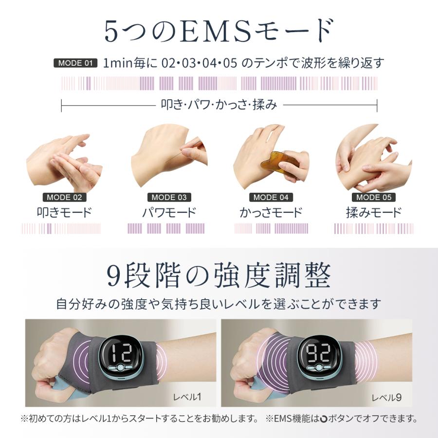 【EMS×温熱ケア】Techlove 手首サポーター Smart 5つのモード搭載 3段階温度調節 9段階強度調節 腱鞘炎 cm関節 tfcc損傷 家事 育児 パソコン作業 スマホ操作 |  | 06