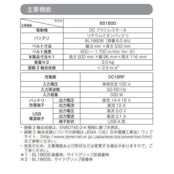 マキタ BS180DZ + CASE 18V 充電式ベルトサンダ 本体+ケース マキタ BS180DZ + CASE 18V 充電式ベルトサンダ 本体+ケース