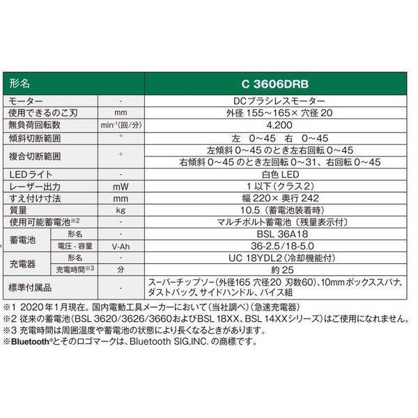 マルチボルト Hi-KOKI C3606DRB（NN) 36V充電式 165mmスライドマルノコ