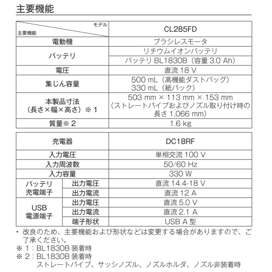 マキタ CL285FDZO + BL1860B  充電式クリーナ  本体+6.0Ahバッテリー1本の画像