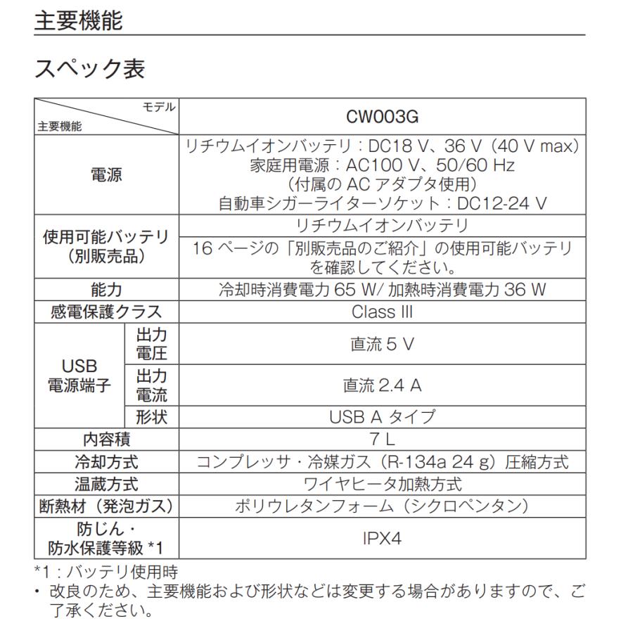 マキタ CW003GZ + BL1860B ×1本   充電式保冷温庫 　本体+6.0Ahバッテリー1本　｜techno-k｜02