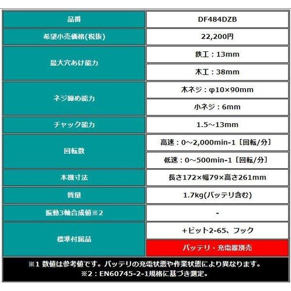 マキタ DF484DZB (黒) 18V 充電式ドライバドリル 本体のみ マキタ DF484DZB (黒) 18V 充電式ドライバドリル 本体のみ