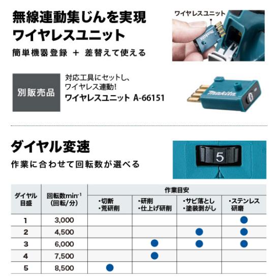 マキタ GA412DZ + BL1860B DC18RF 18V 充電式ディスクグラインダ マキタ GA412DZ + BL1860B DC18RF 18V 充電式ディスクグラインダ