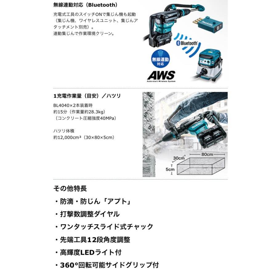 マキタ（makita） HM002GZK + BL4040 + DC40RA 40V 充電式ハンマ 本体+