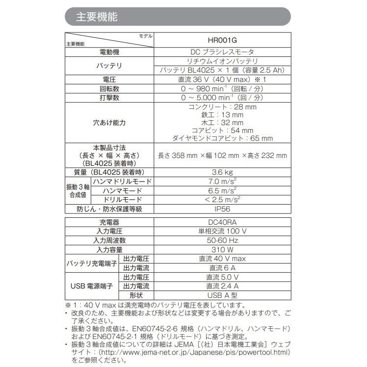 マキタ（makita） HR001GRDX (注意 バッテリー1本仕様） 40V 充電式 