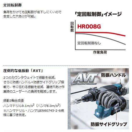 マキタ（makita） HR008GRMXV 40V 充電式ハンマドリル 30mm 本体+4.0Ah