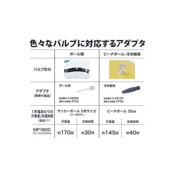 マキタ MP180DZ + BL1860B 18V充電式空気入れ+6.0Ahバッテリー マキタ MP180DZ + BL1860B 18V充電式空気入れ+6.0Ahバッテリー