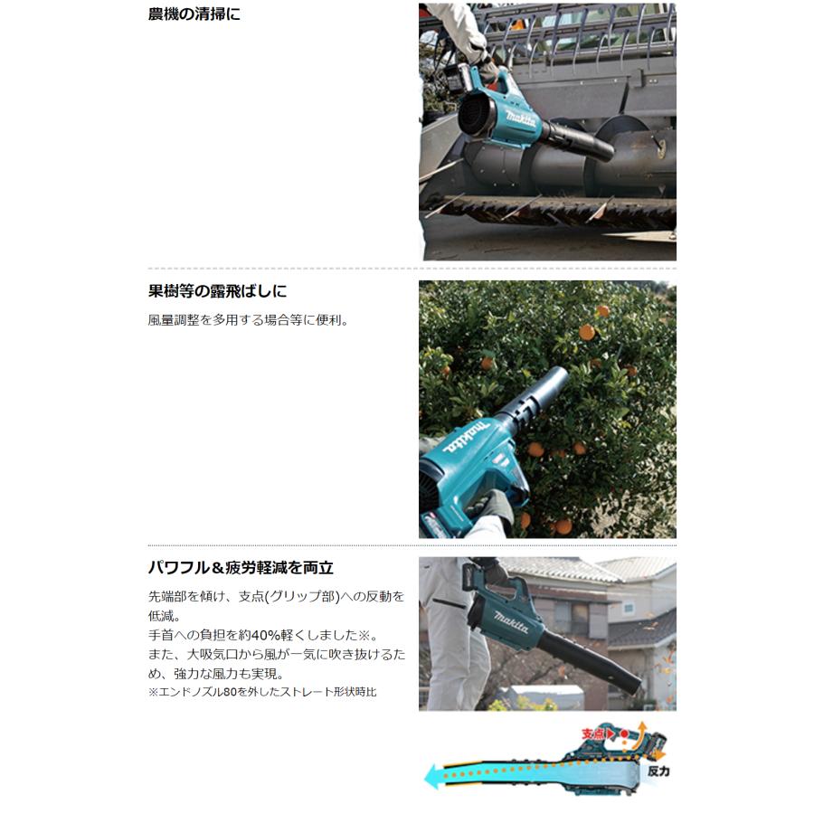 マキタ MUB001GZ + BL4025 + A-71196 + A-67929 40V 充電式ブロワ 　本体+2.5Ahバッテリー+フラットノズルの画像