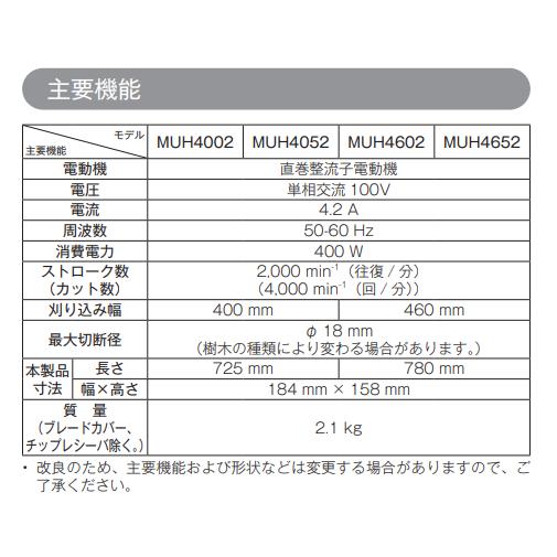 マキタ（makita） MUH4002 生垣バリカン 400mm 本体のみ : パワー