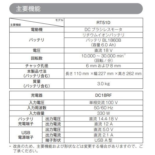 マキタ（makita） RT51DRG(注意 バッテリー1本仕様） 18V 充電式トリマ 