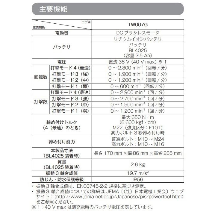 マキタ TW007GZ + ケース 40V 充電式 インパクトトレンチ 　本体+純正ケース　｜techno-k｜02