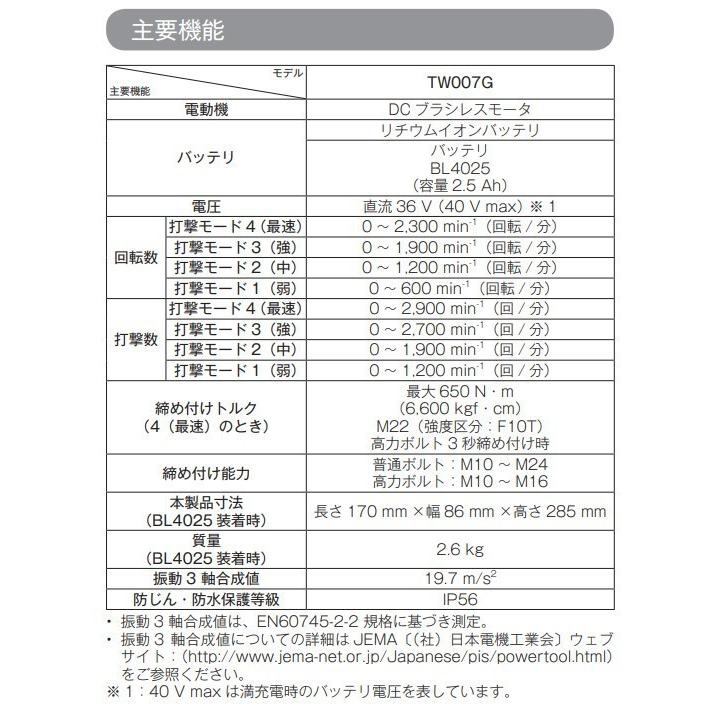 マキタ TW007GZ 40V 充電式インパクトトレンチ 　本体のみ　｜techno-k｜02