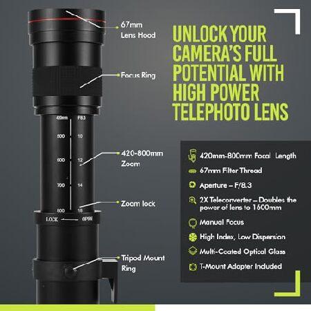 ハイパワー 420-1600mm f/8.3 HD マニュアル望遠レンズ Nikon D500 D600 D610 D700 D750 D800e D810 D810a D850 D3400 D5000 D5100 D520 0, D53 ハイパワー 420-1600mm f/8.3 HD 手動望遠レンズ Nikon D500、D600