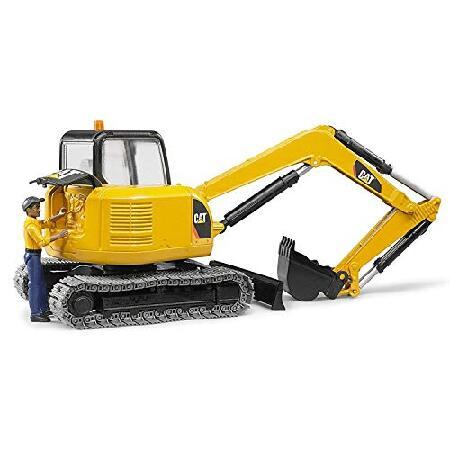 Bruder CAT Mini Excavator Construction Digger Toy with Worker, 1