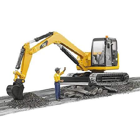 Bruder CAT Mini Excavator Construction Digger Toy with Worker, 1
