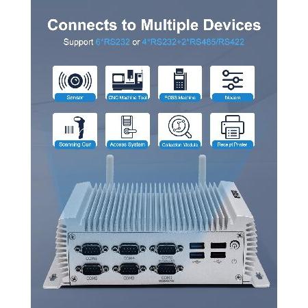 BASOARO Mini PC RS232， Fanless PC Win 10， Core i5 4200U， 8GB RAM 128GB SSD， Dual LAN， HD， VGA， RS232/RS485 COM Port， 4 USB3.0， 4 USB2.0， WiFi， BT， Met_5