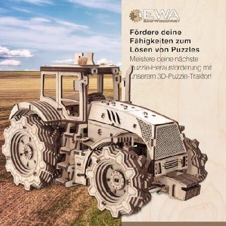 EWA Eco-Wood-Art Traktor Tracteur avec mecanisme de Changement de Vitesse 3D mecanique en Bois-Puzzle pour Adultes et Adolescents-Assemblage sans coll_1
