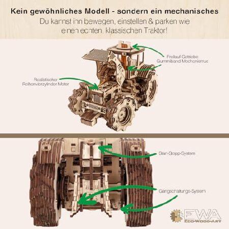 EWA Eco-Wood-Art Traktor Tracteur avec mecanisme de Changement de Vitesse 3D mecanique en Bois-Puzzle pour Adultes et Adolescents-Assemblage sans coll_2
