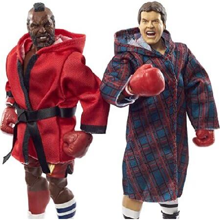 WWE Mr. T vs ”Rowdy” Roddy Piper Elite Collection 2-Pack 6-in Action Figure with Boxing Robes ＆ Swappable Hands， Posable Collectible Gift for WWE F_1
