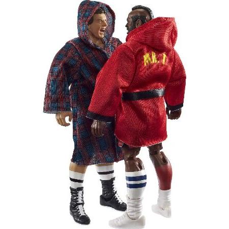 WWE Mr. T vs ”Rowdy” Roddy Piper Elite Collection 2-Pack 6-in Action Figure with Boxing Robes ＆ Swappable Hands， Posable Collectible Gift for WWE F_3