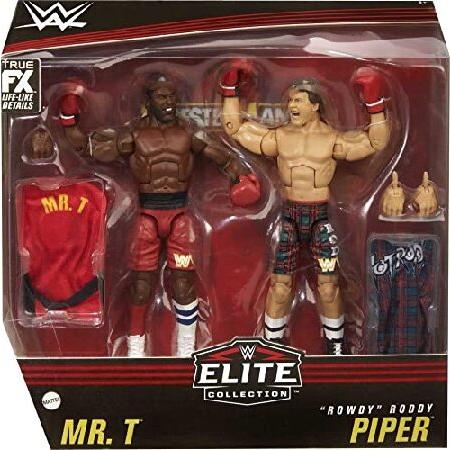 WWE Mr. T vs ”Rowdy” Roddy Piper Elite Collection 2-Pack 6-in Action Figure with Boxing Robes ＆ Swappable Hands， Posable Collectible Gift for WWE F_5