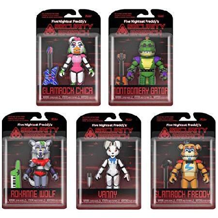 Funko Five Nights at Freddy's Security Breach Action Figure Set of 5 - Glamrock Chica， Montgomery Gator， Roxanne Wolf， Vanny， Glamrock Freddy Bundle_1