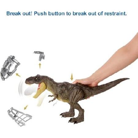 Mattel Jurassic World Camp Cretaceous Dinosaur Toy， Stomp 'n Escape Tyrannosaurus T Rex Action Figure with Stomping Motion_2