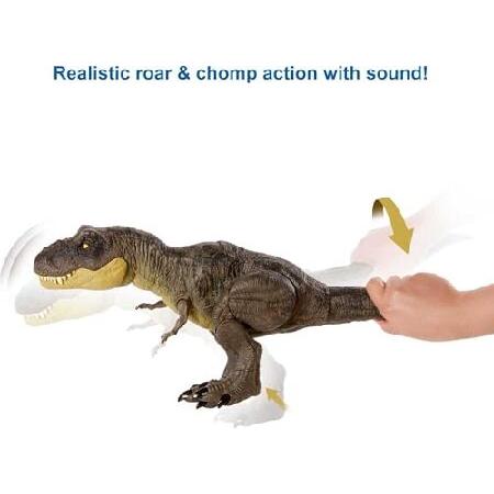 Mattel Jurassic World Camp Cretaceous Dinosaur Toy， Stomp 'n Escape Tyrannosaurus T Rex Action Figure with Stomping Motion_4